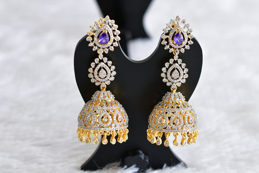 Two tone cz purple long jhumkka dj-51879