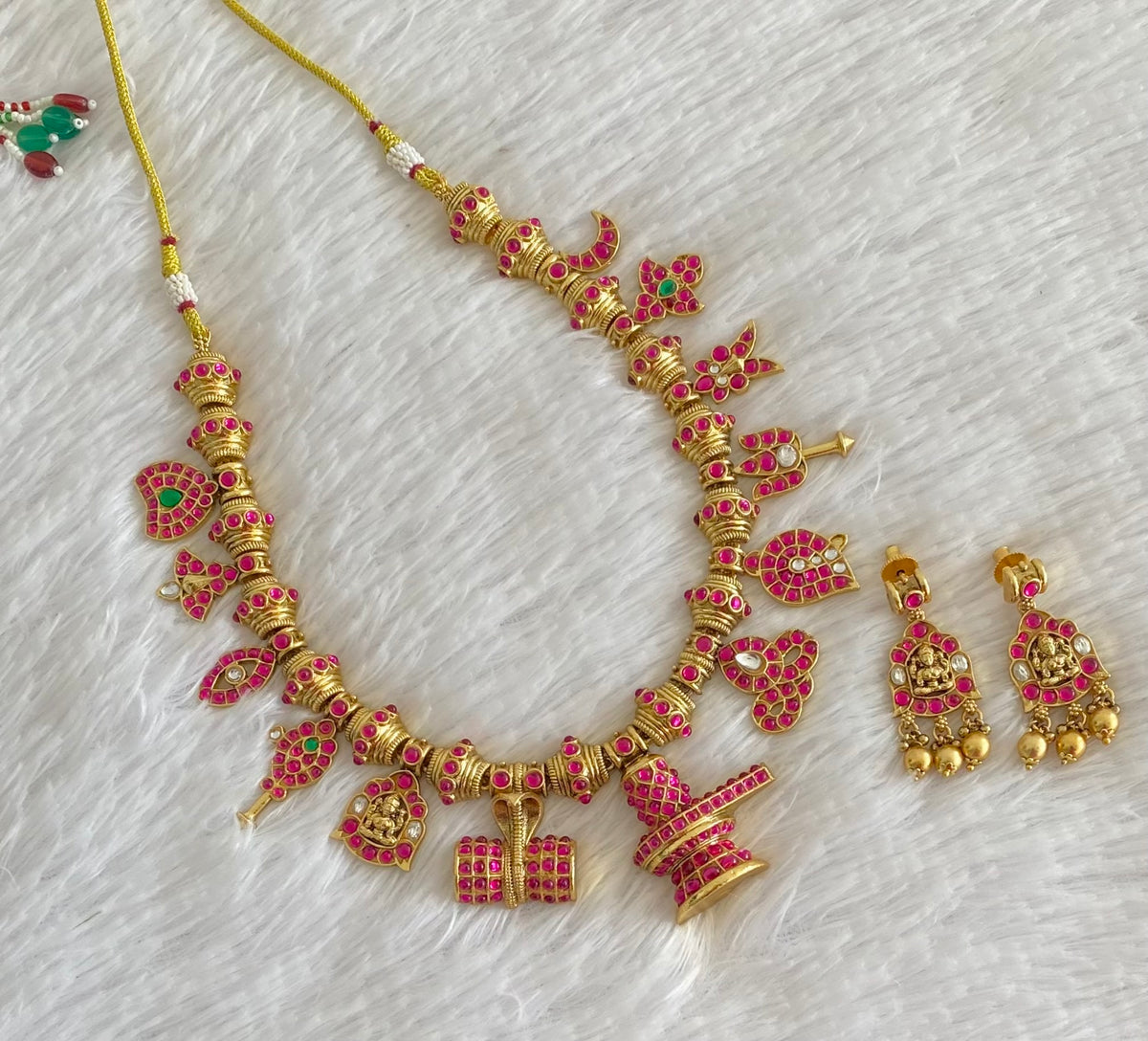 Antique gold tone Shivling kundan jadau necklace set dj-54886