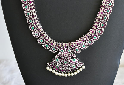 Silver tone precious kemp-green white pearl mango peacock haar Dj-52529