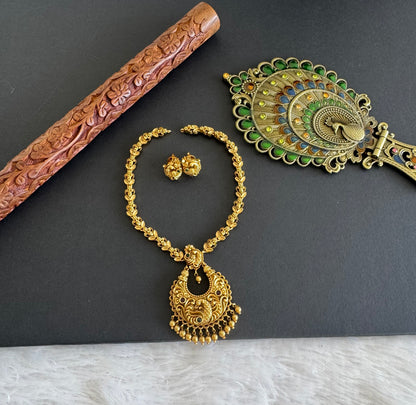 Antique gold tone cz white peacock bali necklace set dj-52130