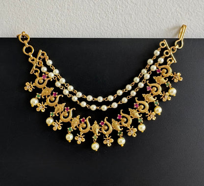Matte finish ruby-green pearl peacock-mango ear side chain dj-51328