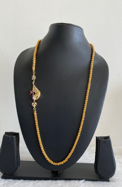 Gold tone Peacock Mugappu Chain -dj05134