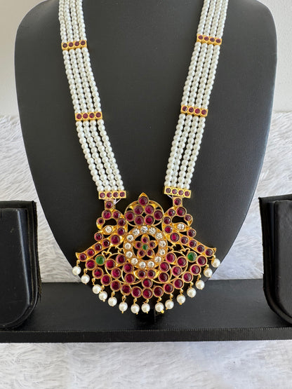 Gold tone precious kemp-green-white pearl peacock haar dj-52262