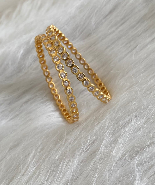 Gold tone ad white stone south indian style bangles(2.10) Dj-54935