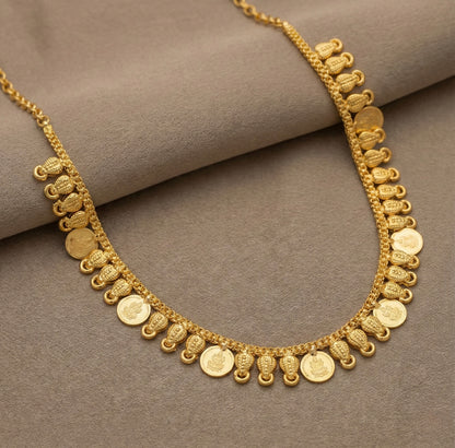 Gold Tone Lakshmi Coin Necklace Dj33959