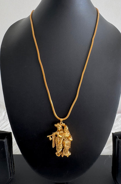 Matte finish 18 inches chain with Radhe-Krishna pendant dj-51230