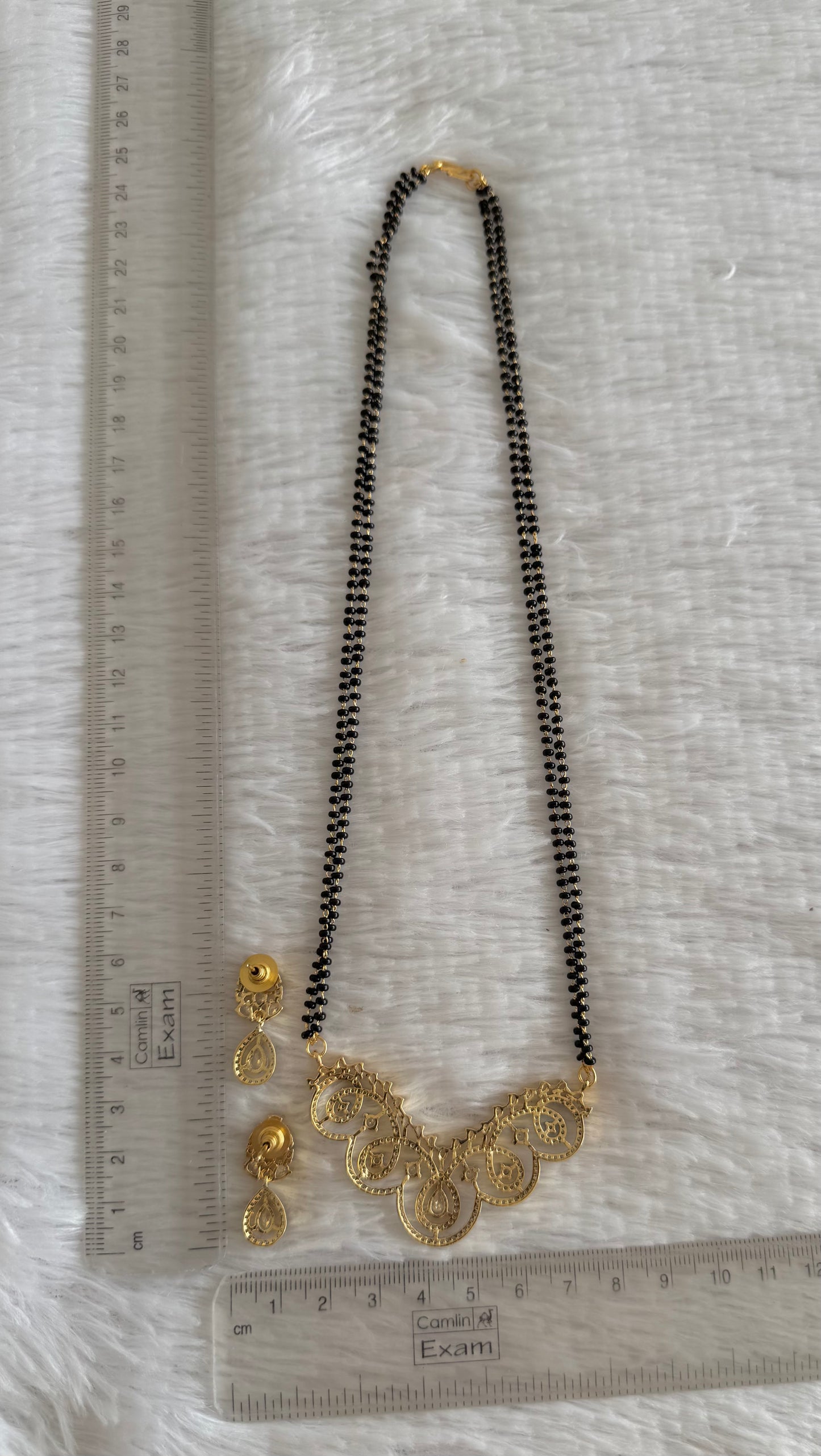 Two tone cz white stone 18 inches mangalsutra set dj-52065