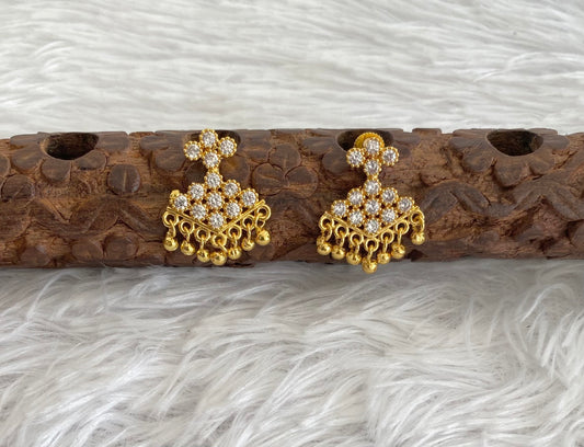 Gold tone white stone pathakkam earrings dj-44900