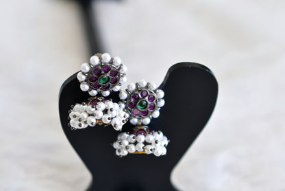 Black finish precious kemp-green pearl jhumkka dj-52521