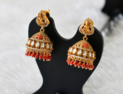 Matte finish cz coral lakshmi jhumkka dj-52158
