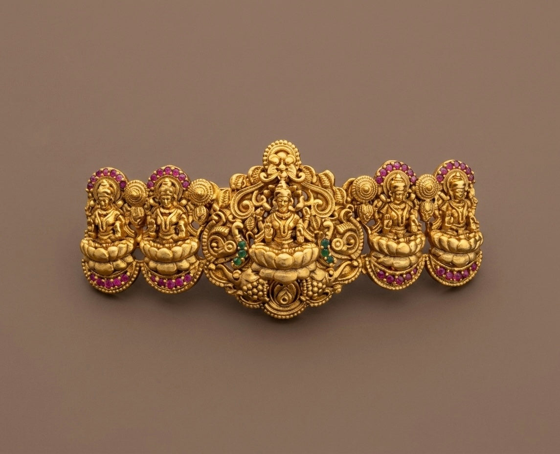 Antique gold tone kemp-green lakshmi  hair clip dj-53639