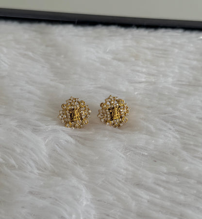 Matte finish white lakshmi round stud/earrings dj-51575