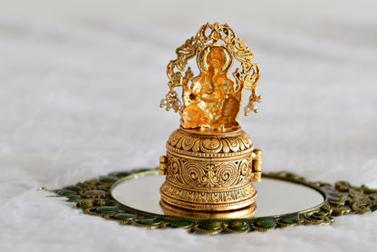 Antique gold tone Shri Ganesha kumkum box dj-52326