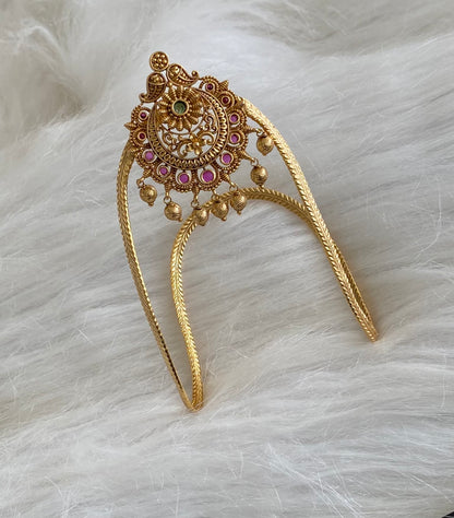 Antique gold tone kemp-green stone mango vanki/bajuband dj-54481