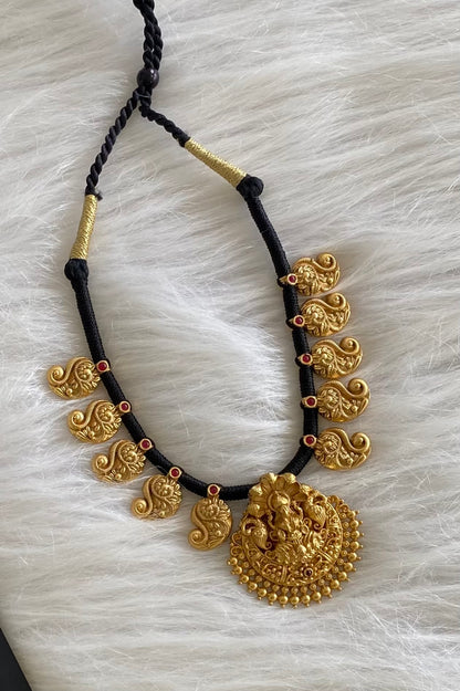 Matte finish mango black thread lakshmi necklace dj-54416