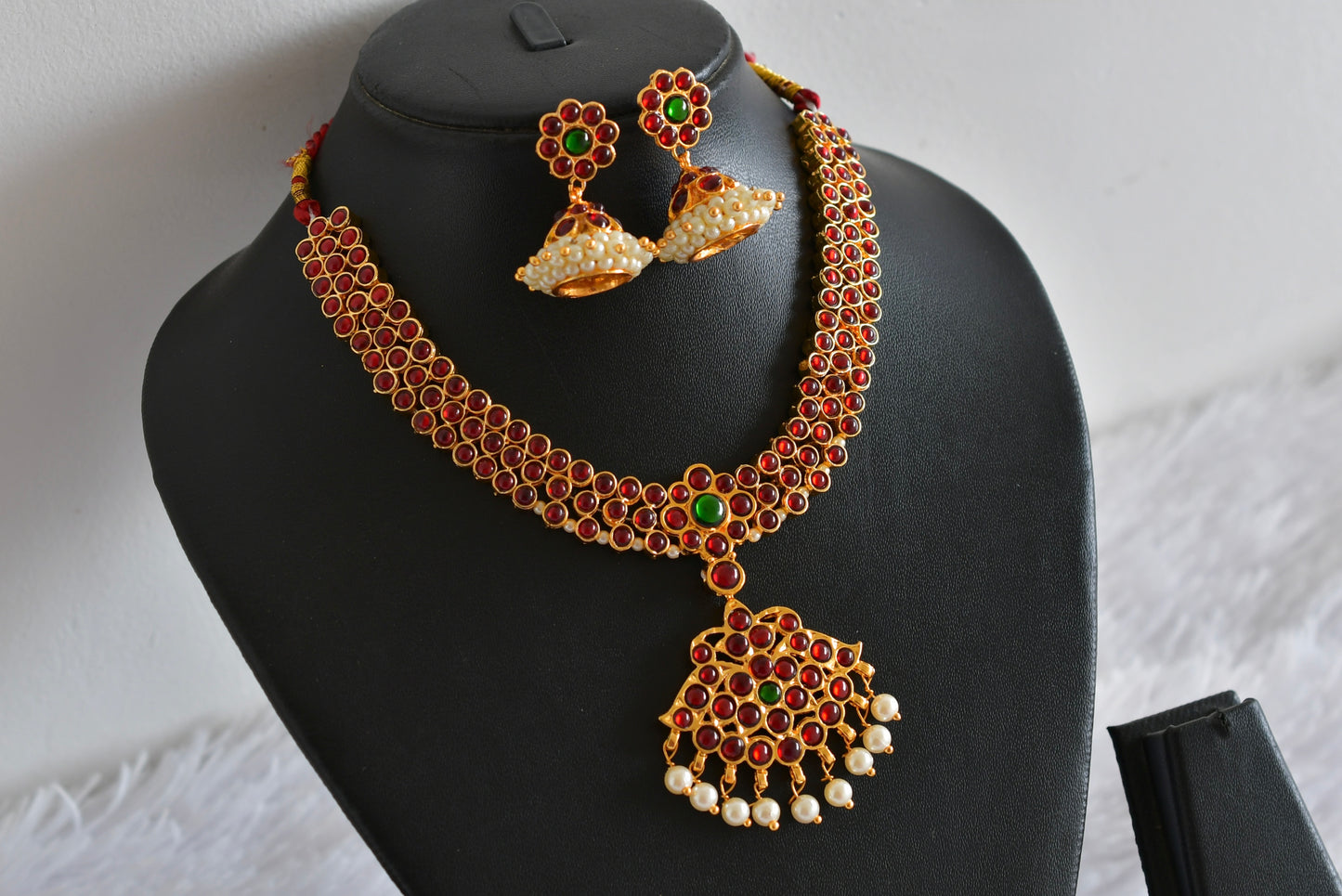 Gold tone kemp-green necklace set dj-52352