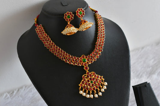 Gold tone kemp-green necklace set dj-52352