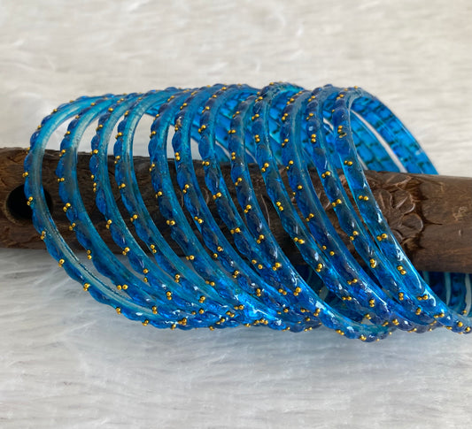 Set of 12 blue glass bangles(2.6) dj-52841