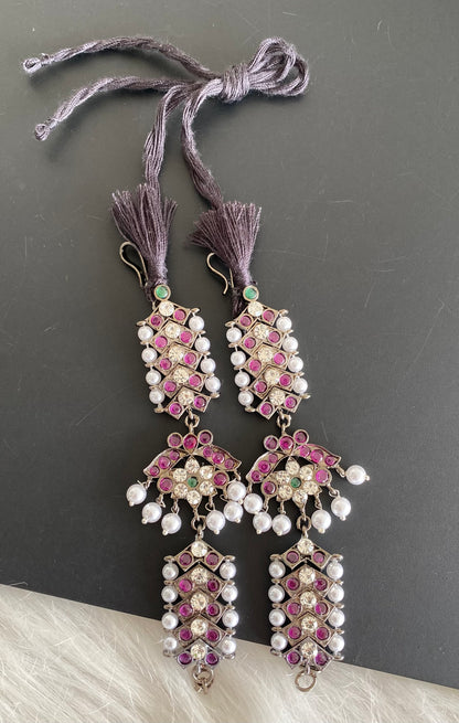 Black finish precious kemp-green-white pearl ear side chain dj-50825