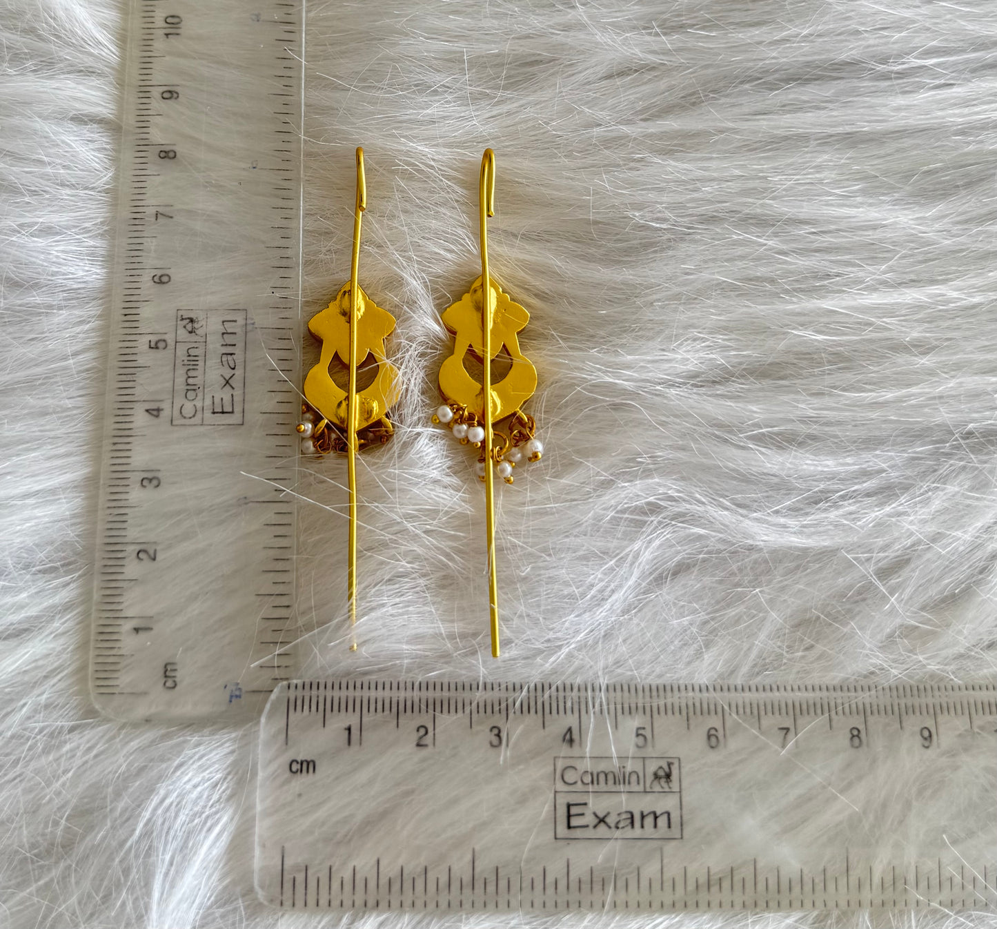 Gold tone pink-green kundan jadau mango bugadi earrings dj-51133