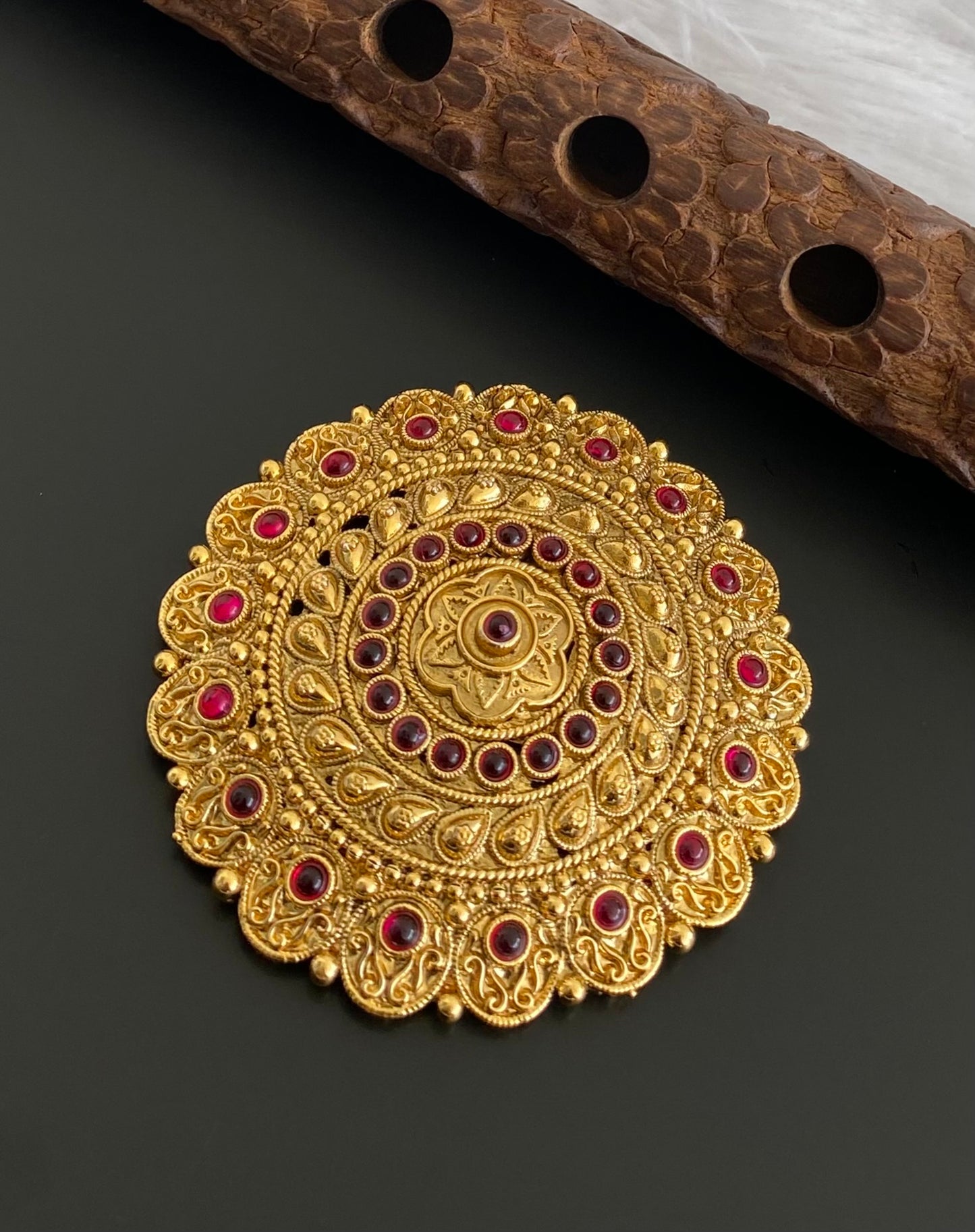 Antique gold tone kemp round hair jewel (rakodi) dj-53630