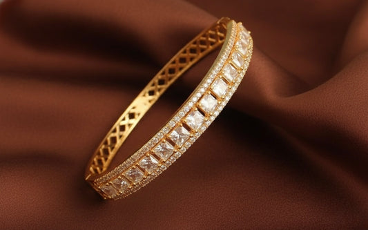 Gold tone White square stone Bracelet-dj17524