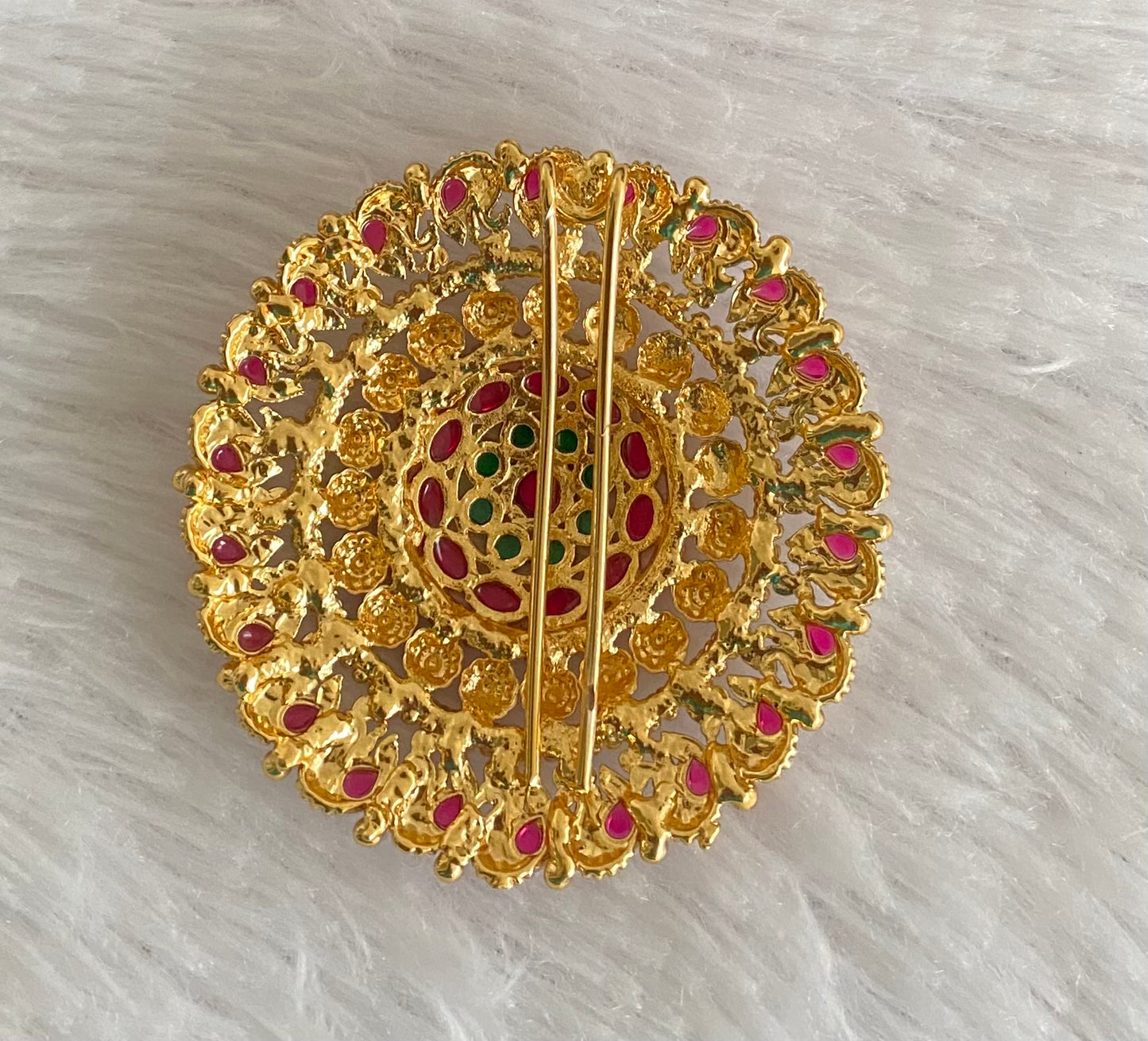 Antique gold tone kemp-green round hair jewel(rakodi)dj-53621