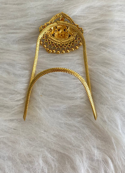 Antique gold tone kemp-green-white lakshmi peacock vanki/bajuband dj-54473