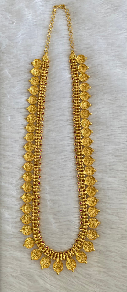 Gold tone pink stone lakshmi coin haar dj-53173