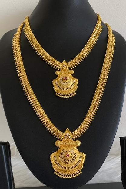 Gold tone ruby stone heart combo set dj-54285