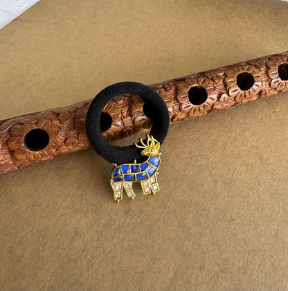 Matte finish blue-white kundan jadau deer hair band dj-51518