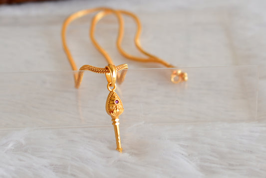 Gold tone 18 inches chain with pink stone vel pendant dj-51904