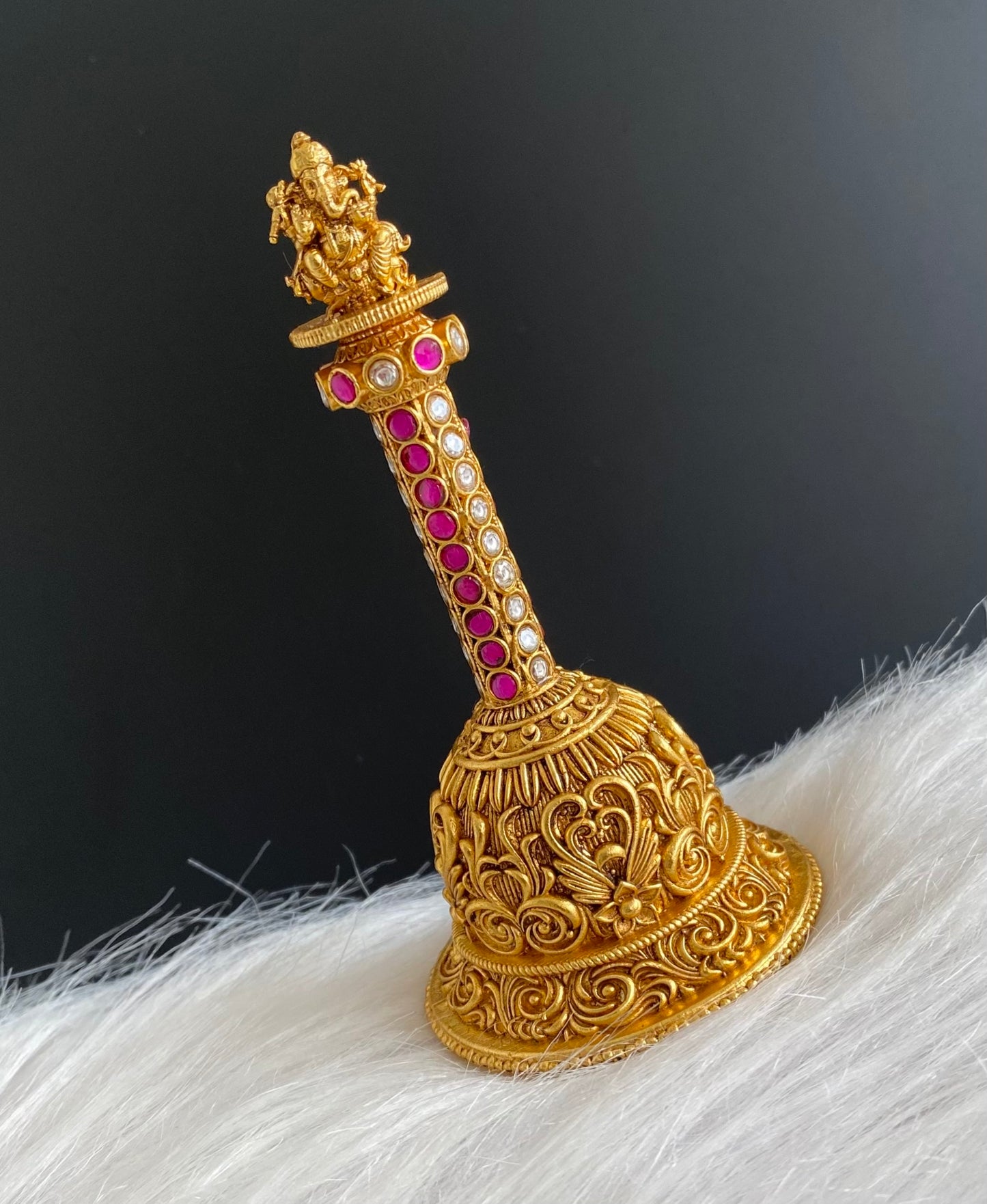 Matte finish jadau ganesha bell dj-54228