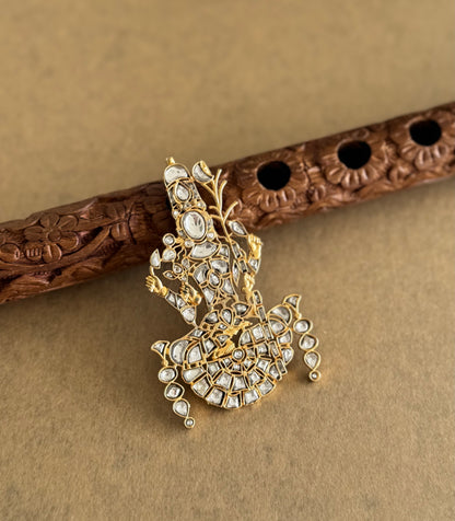 Gold tone white kundan jadau Kamakshi pendant dj-51592