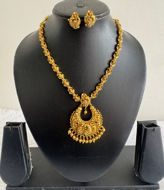 Antique gold tone cz white peacock bali necklace set dj-52130