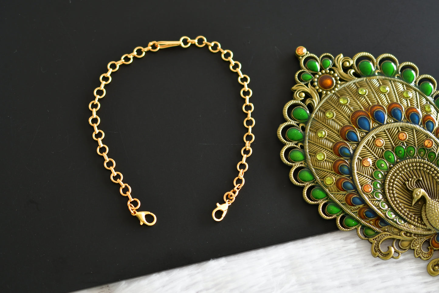 Antique gold tone necklace back chain dj-52432