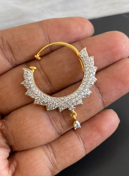 Two tone cz white nose pin dj-53825