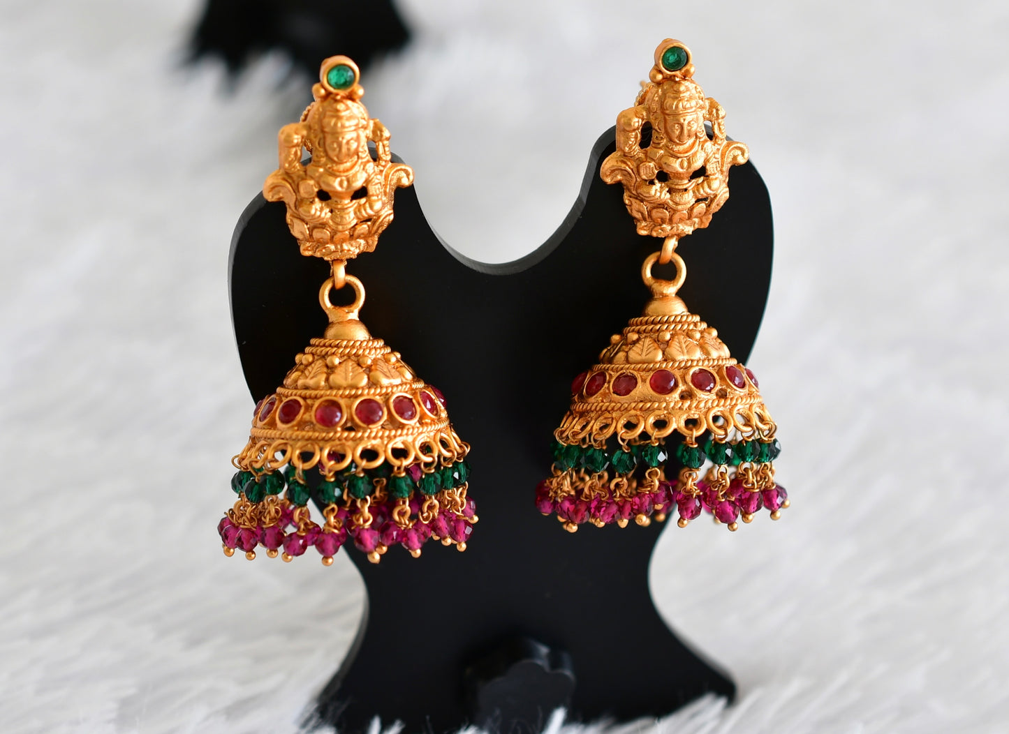 Matte finish ruby-green Lakshmi jhumkka dj-52159