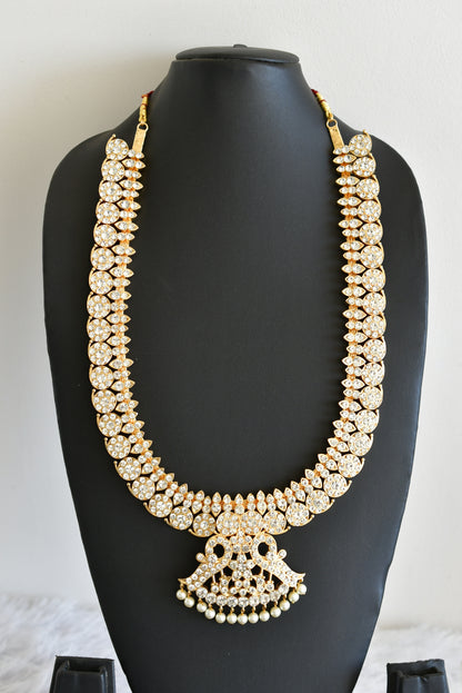 Gold tone AD white pearl peacock haar Dj-52528
