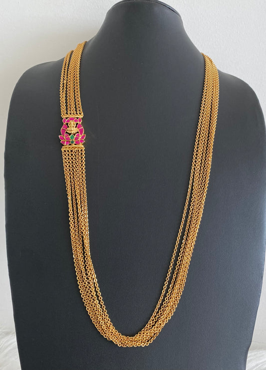Antique gold tone lakshmi kundan jadau mugappu chandra haar dj-54188