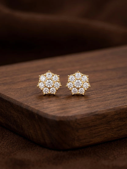 Gold tone AD white flower stud/earrings dj-53279