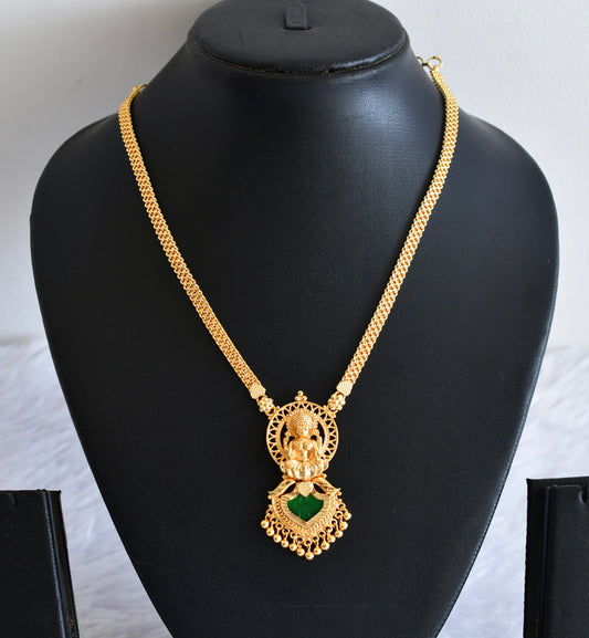 Gold tone kerala style lakshmi green palakka necklace dj-53081