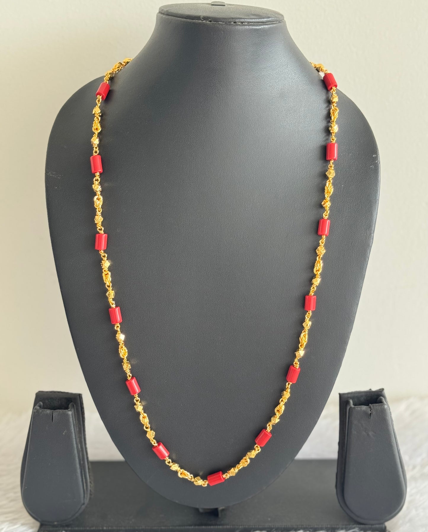 Gold tone Coral Beaded Chain DJ21267
