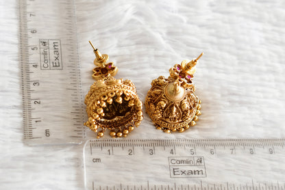 Antique gold tone kemp lakshmi peacock nakshi jhumkka dj-51872