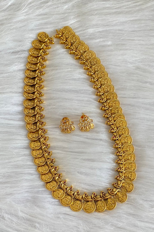 Antique gold tone lakshmi coin peacock haar set dj-54078
