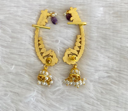 Gold tone kundan jadau peacock khanpool jhumkka dj-53580