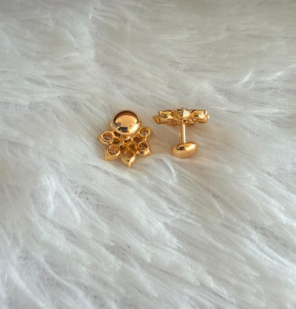 Gold tone AD white flower stud/earrings dj-53275