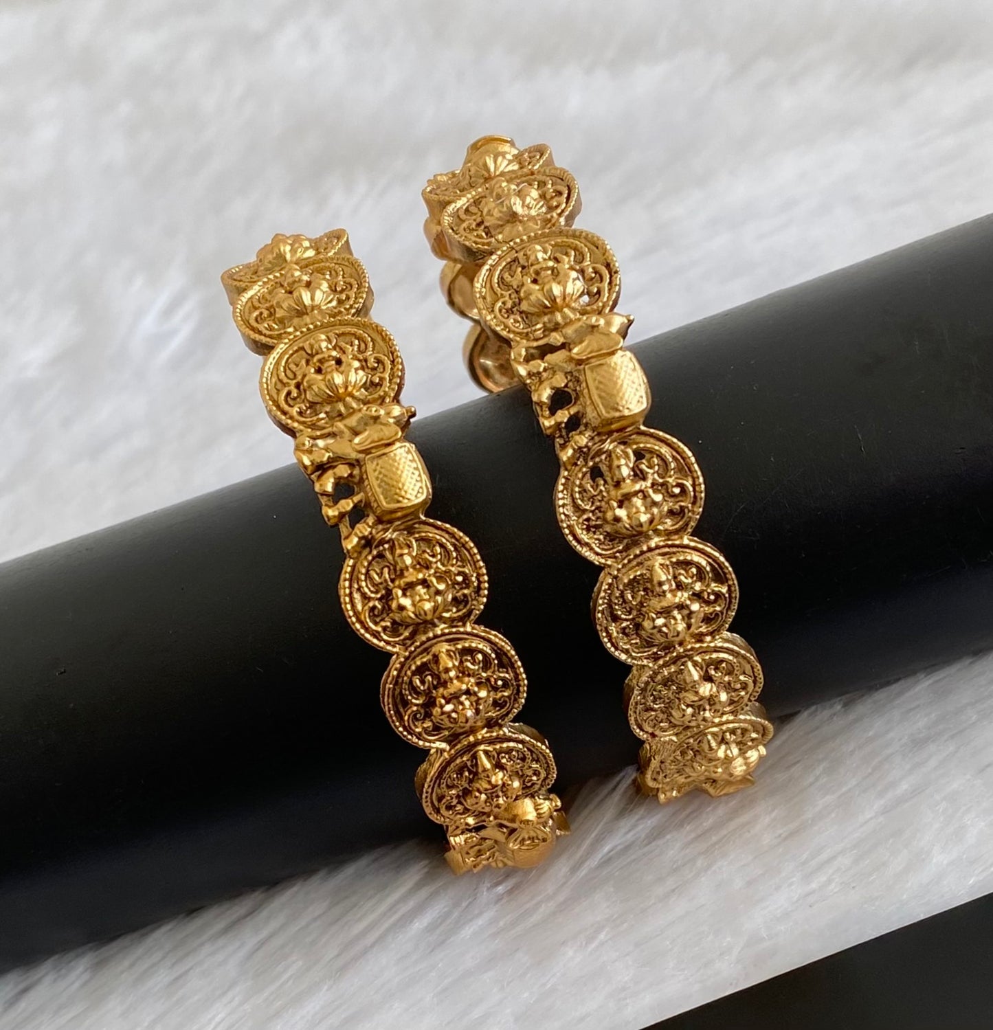 Antique gold tone elephant lakshmi coin bangles(2.4) dj-53406