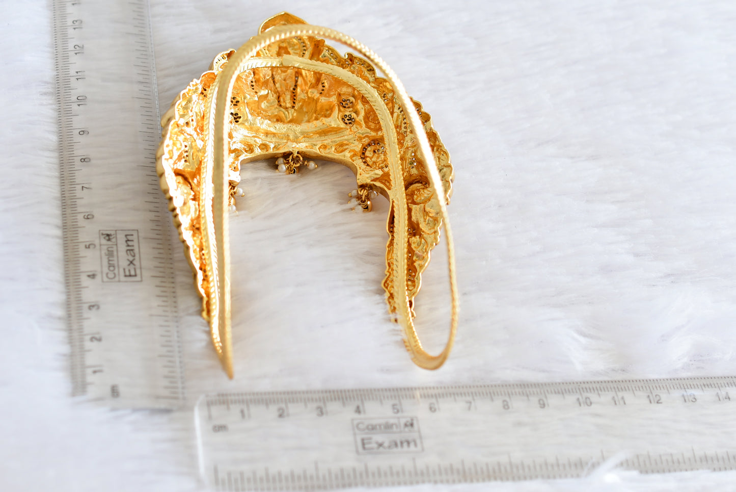 Antique gold tone cz pink-green jadau lakshmi peacock elephant nakshi vanki/bajuband dj-51966