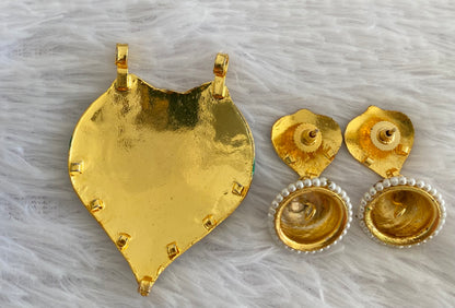 Gold tone meenakari pacchi pendant set dj-52965